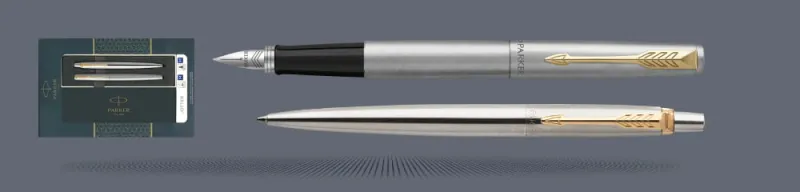 Zestaw Prezentowy Duo Parker Pióro wieczne + Długopis Jotter Core Błyszcząca Stal GT | Stalówka M - 2093257