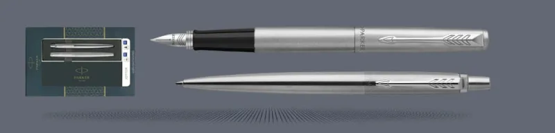 Zestaw Prezentowy Parker Duo Pióro wieczne + Długopis Jotter Core Błyszcząca Stal CT | Stalówka M - 2093258
