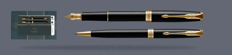 Zestaw Prezentowy Duo Pióro wieczne + Długopis Parker Sonnet Core Czarny Lakier GT | Stalówka M - 2093371