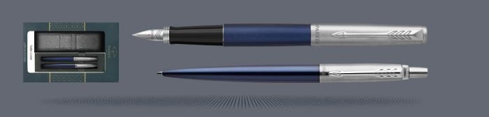 Zestaw Pióro wieczne + Długopis Jotter Core Królewski Granat CT + Etui Kolor | Stalówka M - 2030950_1953186