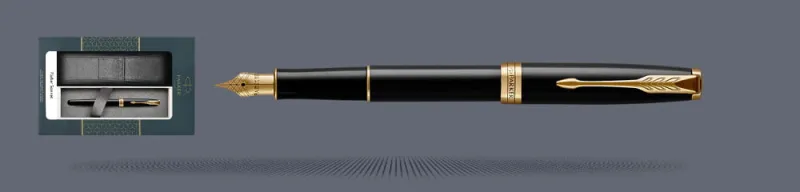 Zestaw Pióro wieczne Parker Sonnet Core Czarny Lakier GT + Etui Kolor | Stalówka F - 1931494