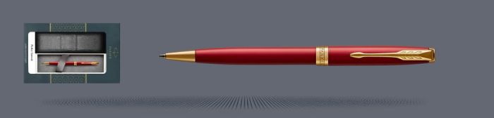 Zestaw Długopis Parker Sonnet Core Czerwony Satynowy Lakier GT + Etui Kolor - 1931476
