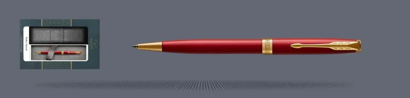 Zestaw Długopis Parker Sonnet Core Czerwony Satynowy Lakier GT + Etui Kolor - 1931476