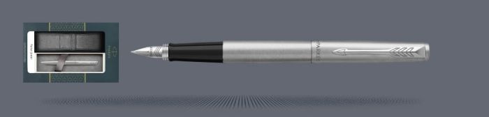 Zestaw Pióro wieczne Parker Jotter Core Błyszcząca Stal CT + Etui Kolor | Stalówka M - 2030946