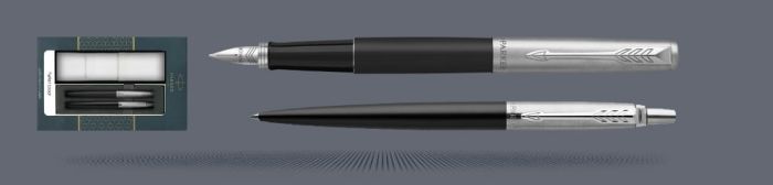 Zestaw Pióro wieczne + Długopis Jotter Core Bond Street Czarny CT + Etui Kolor | Stalówka M - 2030947_1953184
