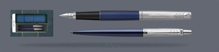 Zestaw Pióro wieczne + Długopis Jotter Core Królewski Granat CT + Etui Kolor | Stalówka M - 2030950_1953186