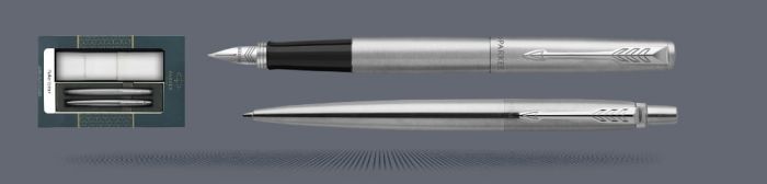 Zestaw Pióro wieczne + Długopis Jotter Core Błyszcząca Stal CT + Etui Kolor | Stalówka M