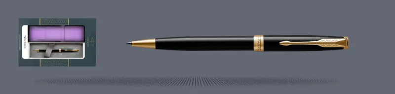 Zestaw Długopis Parker Sonnet Core Czarny Lakier GT + Etui Kolor - 1931497