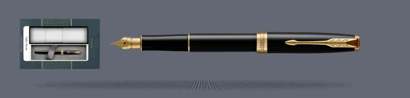 Zestaw Pióro wieczne Parker Sonnet Core Czarny Lakier GT + Etui Kolor | Stalówka F - 1931494