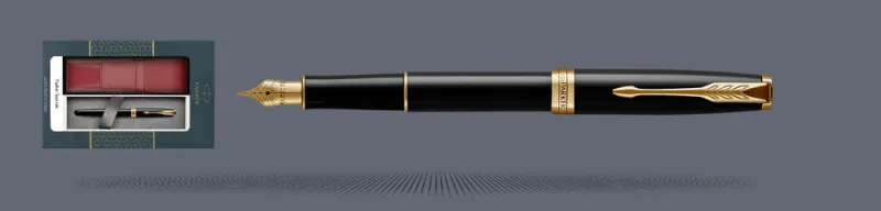 Zestaw Pióro wieczne Parker Sonnet Core Czarny Lakier GT + Etui Kolor | Stalówka F - 1931494