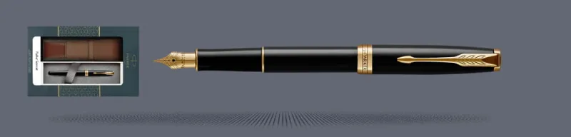 Zestaw Pióro wieczne Parker Sonnet Core Czarny Lakier GT + Etui Kolor | Stalówka F - 1931494