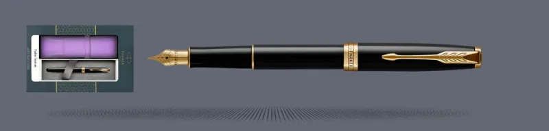 Zestaw Pióro wieczne Parker Sonnet Core Czarny Lakier GT + Etui Kolor | Stalówka F - 1931494