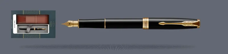 Zestaw Pióro wieczne Parker Sonnet Core Czarny Lakier GT + Etui Kolor | Stalówka F - 1931494