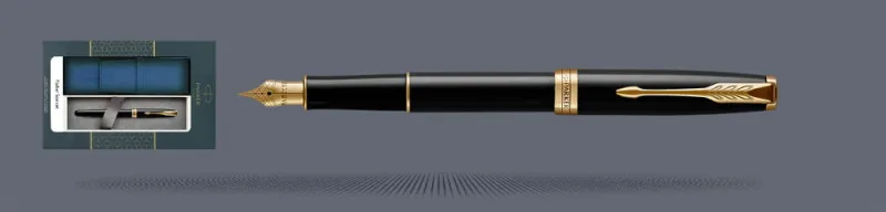 Zestaw Pióro wieczne Parker Sonnet Core Czarny Lakier GT + Etui Kolor | Stalówka F - 1931494