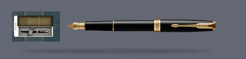Zestaw Pióro wieczne Parker Sonnet Core Czarny Lakier GT + Etui Kolor | Stalówka F - 1931494
