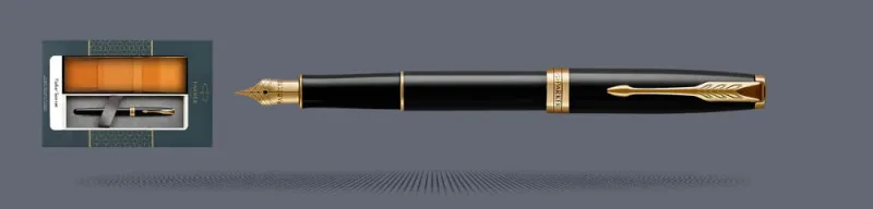 Zestaw Pióro wieczne Parker Sonnet Core Czarny Lakier GT + Etui Kolor | Stalówka F - 1931494
