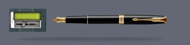 Zestaw Pióro wieczne Parker Sonnet Core Czarny Lakier GT + Etui Kolor | Stalówka F - 1931494