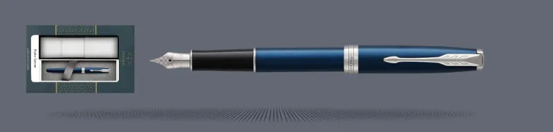 Zestaw Pióro wieczne Parker Sonnet Core Niebieski Satynowy Lakier CT + Etui Kolor | Stalówka F - 1945363