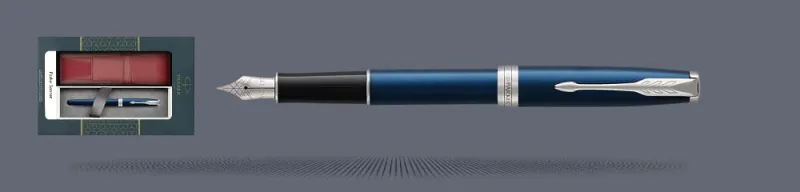 Zestaw Pióro wieczne Parker Sonnet Core Niebieski Satynowy Lakier CT + Etui Kolor | Stalówka F - 1945363