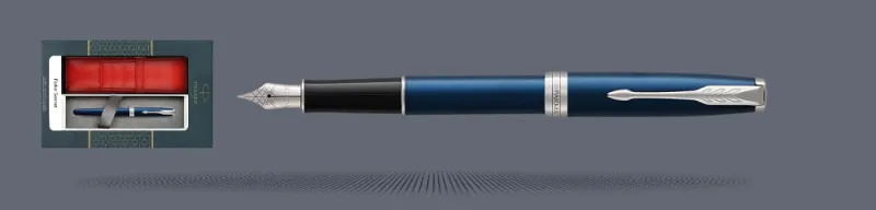 Zestaw Pióro wieczne Parker Sonnet Core Niebieski Satynowy Lakier CT + Etui Kolor | Stalówka F - 1945363