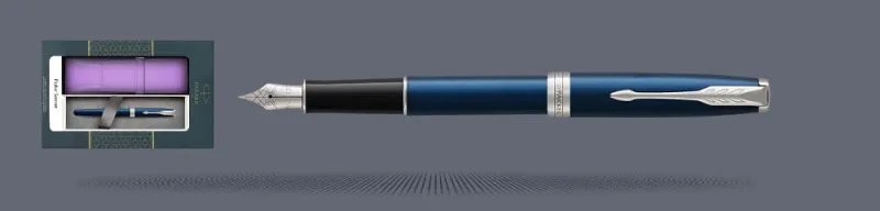 Zestaw Pióro wieczne Parker Sonnet Core Niebieski Satynowy Lakier CT + Etui Kolor | Stalówka F - 1945363