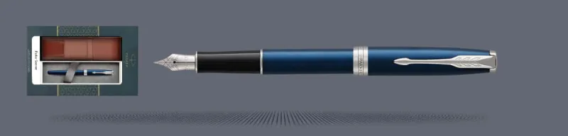 Zestaw Pióro wieczne Parker Sonnet Core Niebieski Satynowy Lakier CT + Etui Kolor | Stalówka F - 1945363