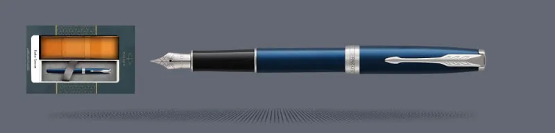 Zestaw Pióro wieczne Parker Sonnet Core Niebieski Satynowy Lakier CT + Etui Kolor | Stalówka F - 1945363