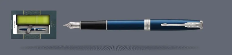 Zestaw Pióro wieczne Parker Sonnet Core Niebieski Satynowy Lakier CT + Etui Kolor | Stalówka F - 1945363