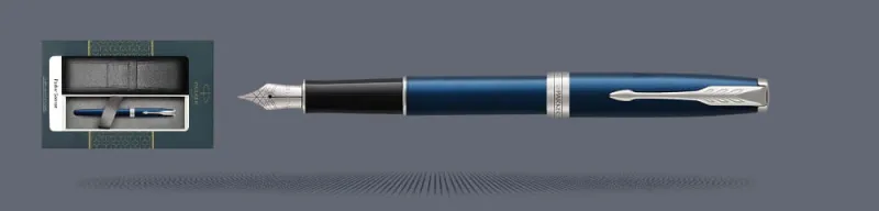 Zestaw Pióro wieczne Parker Sonnet Core Niebieski Satynowy Lakier CT + Etui Kolor | Stalówka F - 1945363
