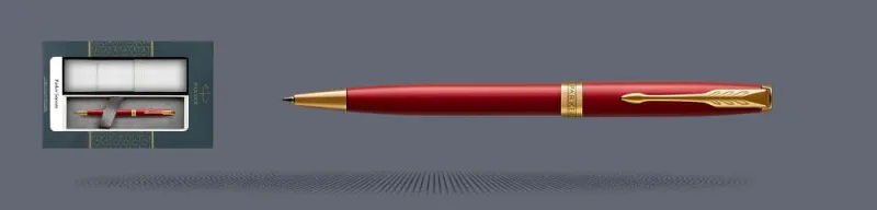 Zestaw Długopis Parker Sonnet Core Czerwony Satynowy Lakier GT + Etui Kolor - 1931476