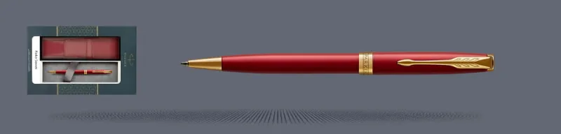 Zestaw Długopis Parker Sonnet Core Czerwony Satynowy Lakier GT + Etui Kolor - 1931476