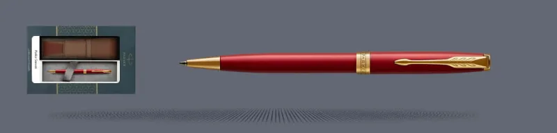 Zestaw Długopis Parker Sonnet Core Czerwony Satynowy Lakier GT + Etui Kolor - 1931476