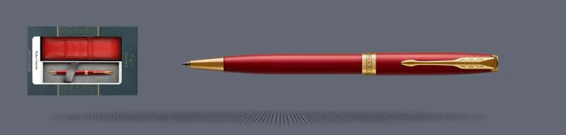 Zestaw Długopis Parker Sonnet Core Czerwony Satynowy Lakier GT + Etui Kolor - 1931476
