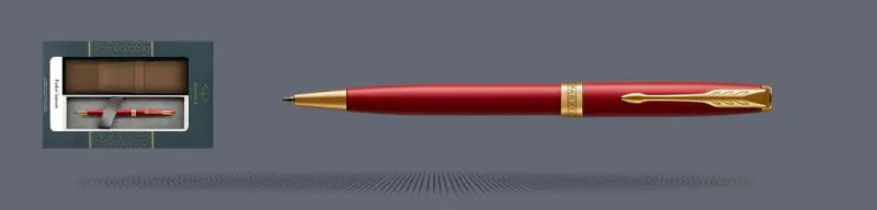 Zestaw Długopis Parker Sonnet Core Czerwony Satynowy Lakier GT + Etui Kolor - 1931476