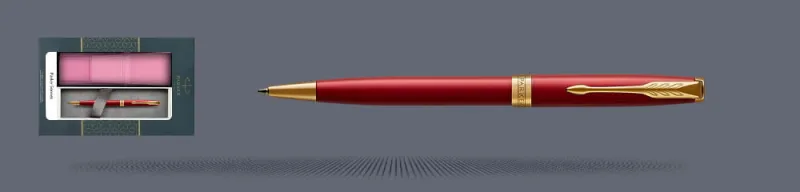 Zestaw Długopis Parker Sonnet Core Czerwony Satynowy Lakier GT + Etui Kolor - 1931476