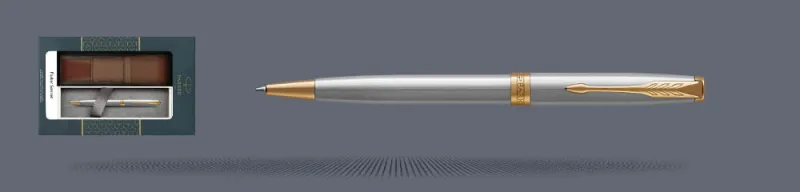Zestaw Długopis Parker Sonnet Core Satynowa Stal GT + Etui Kolor - 1931507