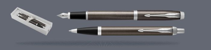 Zestaw Pióro wieczne + Długopis Parker IM Core Dark Espresso CT | Stalówka F - 1931650_1931671