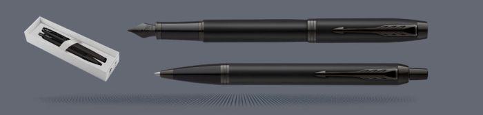 Zestaw Pióro wieczne + Długopis Parker IM Achromatic Black | Stalówka F - 2127741_2127618
