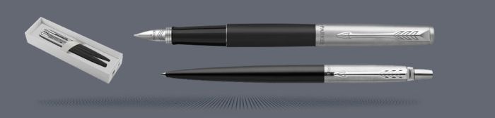 Zestaw Piśmienny Parker Pióro wieczne + Długopis Jotter Core Bond Street Czarny CT | Stalówka M - 2030947_1953184
