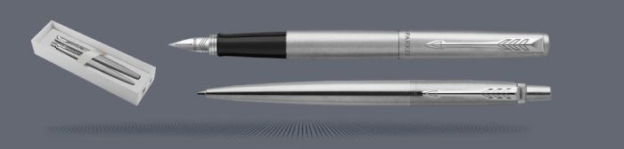 Zestaw Piśmienny Parker Pióro wieczne + Długopis Jotter Core Błyszcząca Stal CT | Stalówka M - 2030946_1953170