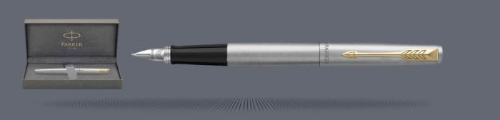 Zestaw Pióro wieczne Parker Jotter Core Błyszcząca Stal GT + Premium Box | Stalówka M - 2030948
