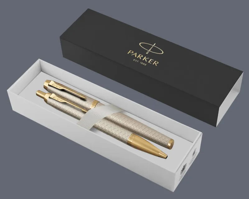 Zestaw Pióro wieczne + Długopis Parker IM Premium Royal Ciepła Szarość GT | Stalówka F - 1931684_1931687