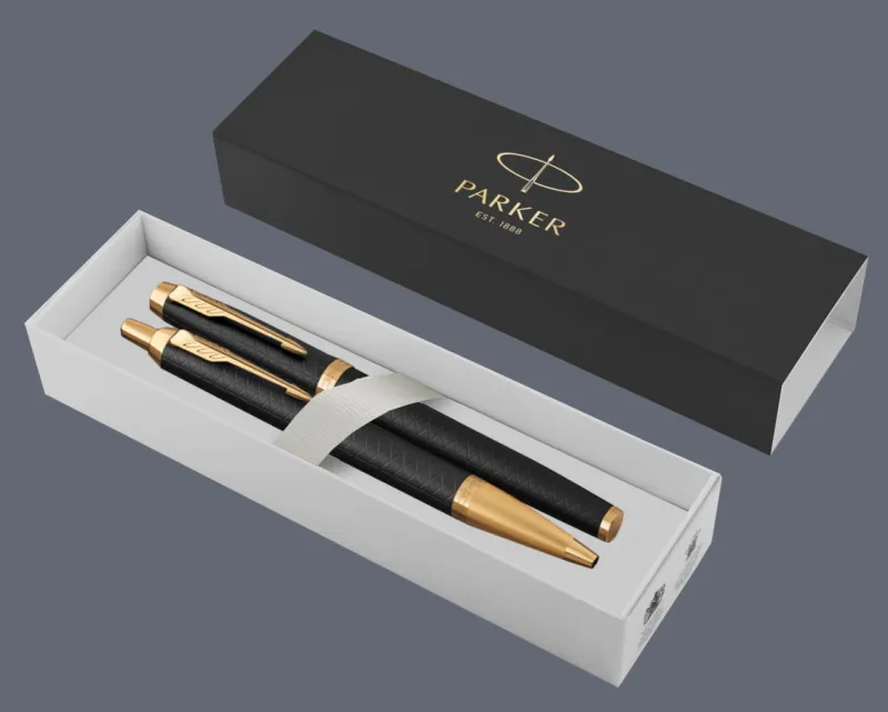 Zestaw Pióro wieczne + Długopis Parker IM Premium Royal Czarny GT | Stalówka F - 1931646_1931667 + BOX Standard