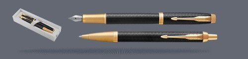 Zestaw Pióro wieczne + Długopis Parker IM Premium Royal Czarny GT | Stalówka F - 1931646_1931667