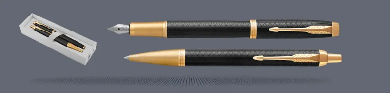 Zestaw Pióro wieczne + Długopis Parker IM Premium Royal Czarny GT | Stalówka F - 1931646_1931667