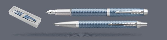 Zestaw Pióro wieczne + Długopis Parker IM Premium Royal Niebieski CT | Stalówka F - 2143651_2143645