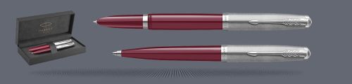 Zestaw Pióro wieczne + Długopis Parker 51 Burgund CT | Stalówka F - 2123496_2123498