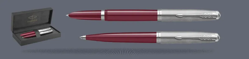 Zestaw Pióro wieczne + Długopis Parker 51 Burgund CT | Stalówka F - 2123496_2123498
