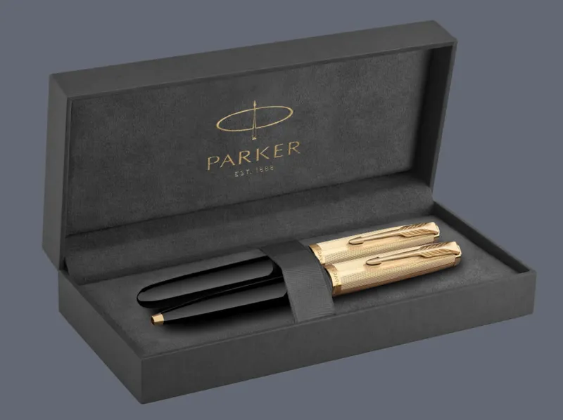 Zestaw Pióro wieczne + Długopis Parker 51 Deluxe Black GT | Stalówka F - 2123511_2123513 + BOX Premium