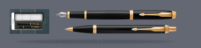 Pióro + Długopis Parker IM Czarny GT + Etui Kolor - 2093216